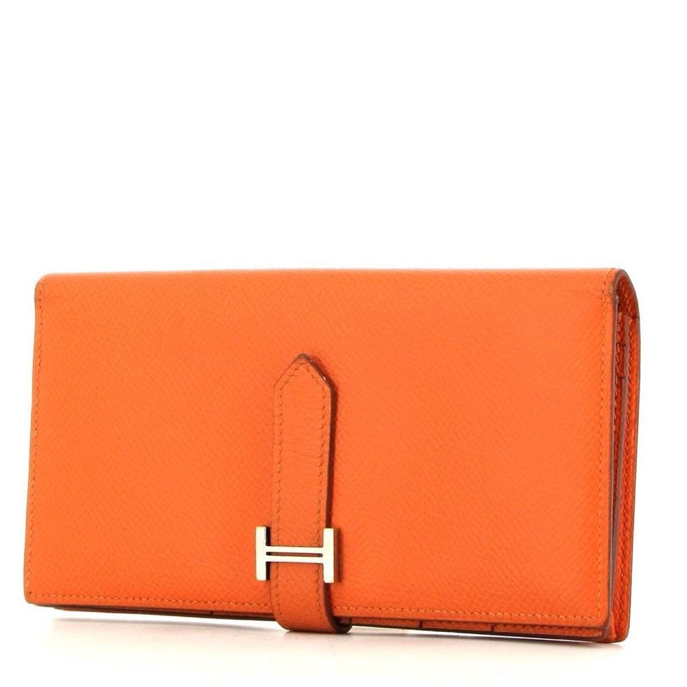 Hermes Bearn Wallet orange epsom leather with palladium hardware - orig. $2625
